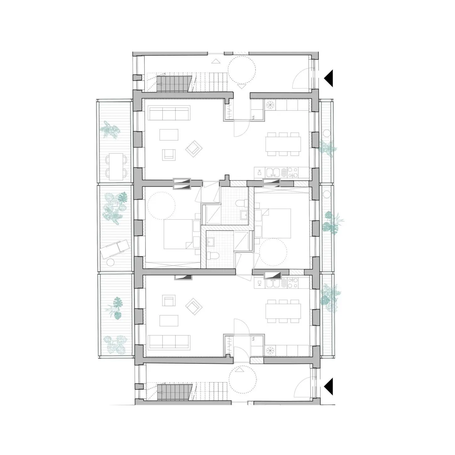 CLOS DES MARIES Circular renovation of heritage buildings, typical apartment plan