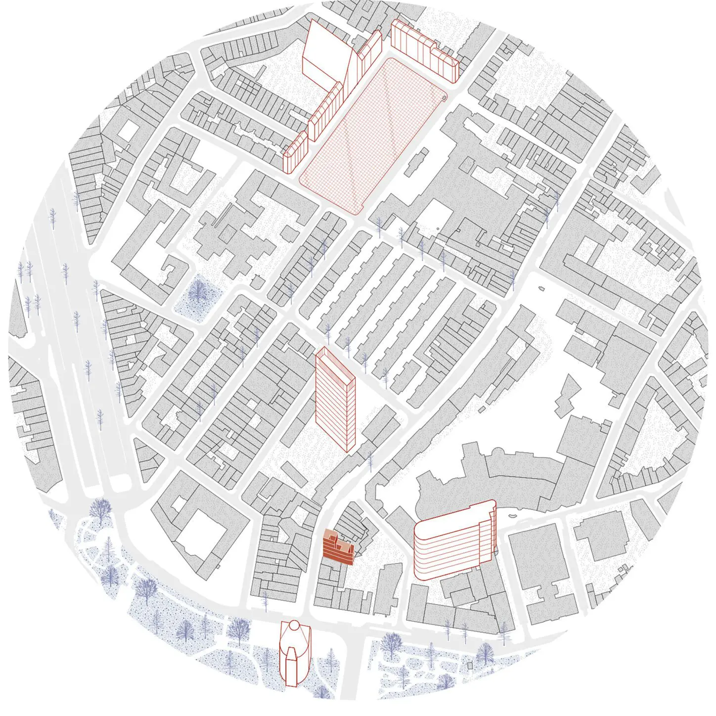 RUE HAUTE Circular renovation for social housing and retail, implantation plan