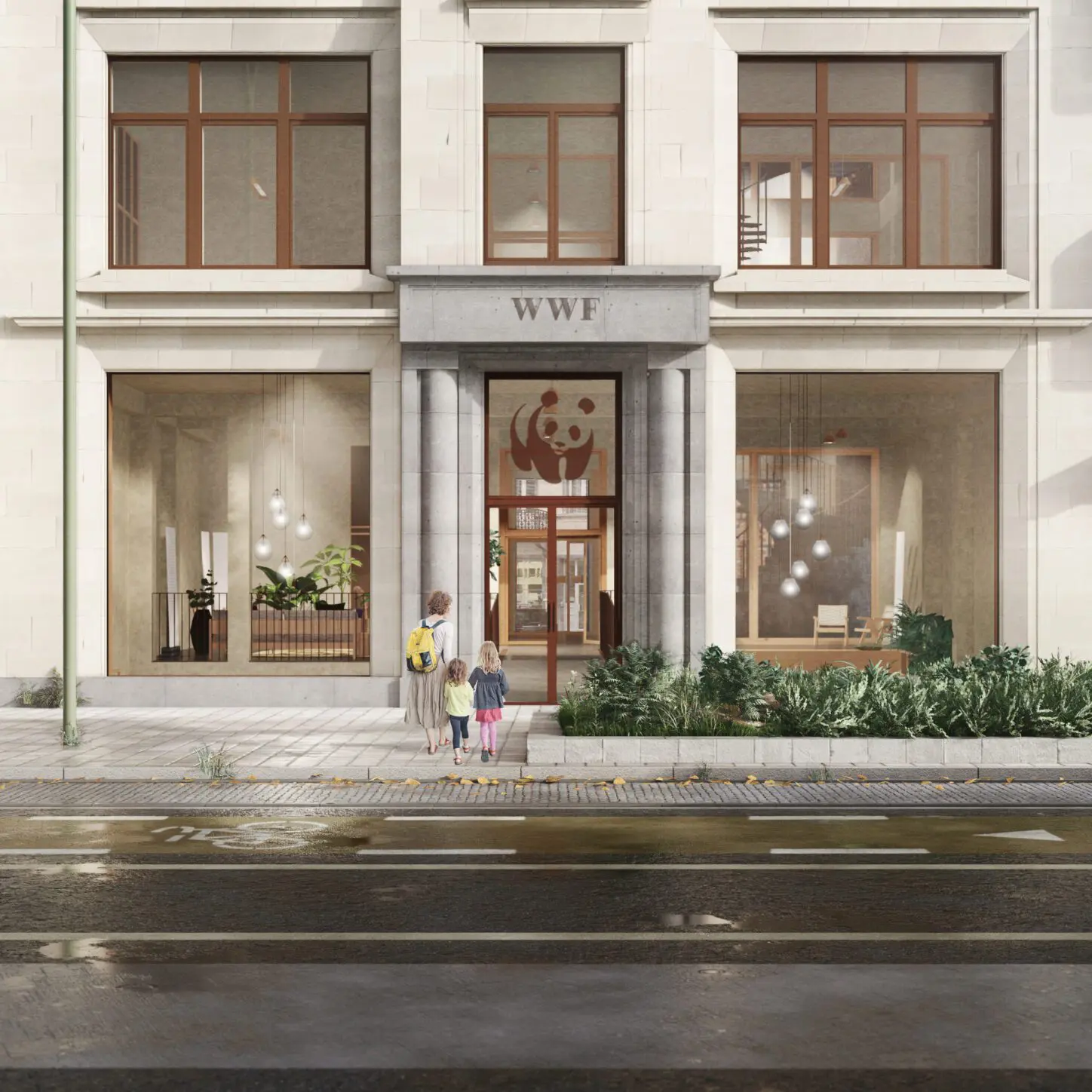 WWF Circular renovation of an Art Déco office building, render of the front facade