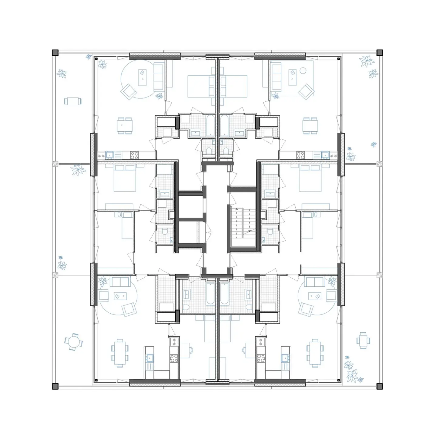 DELEERS Construction of 3 urban villas and productive activities, plan typical floor