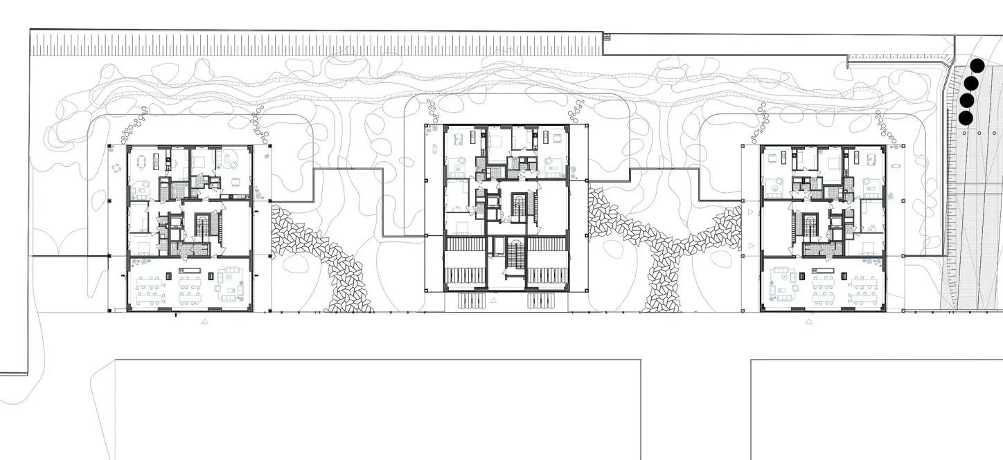 DELEERS Construction of 3 urban villas and productive activities, site plan