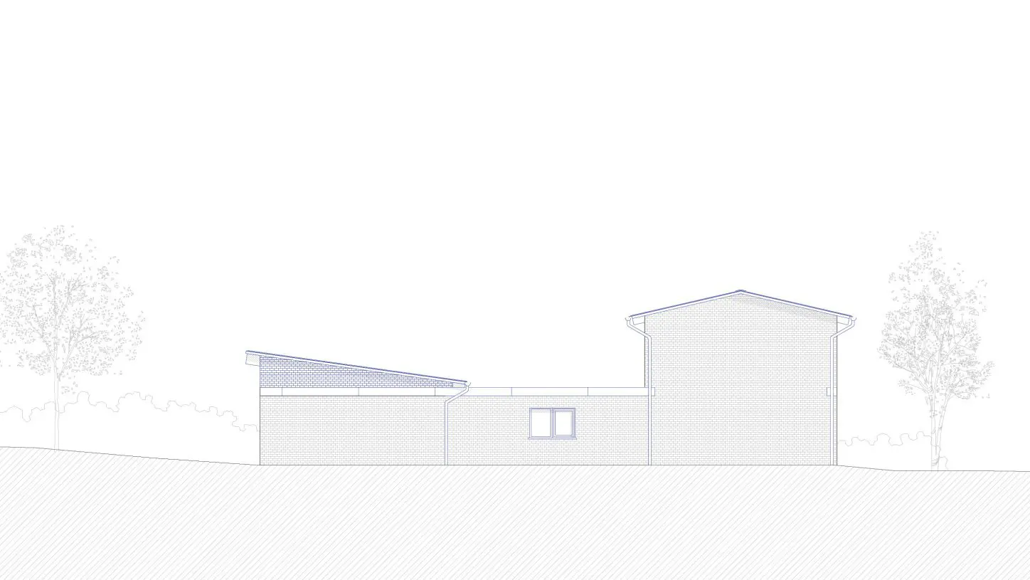 VIJVERHOEK Renovation and extension of a house in rural area, side facade of the new house as a reminder to the profile of the original house