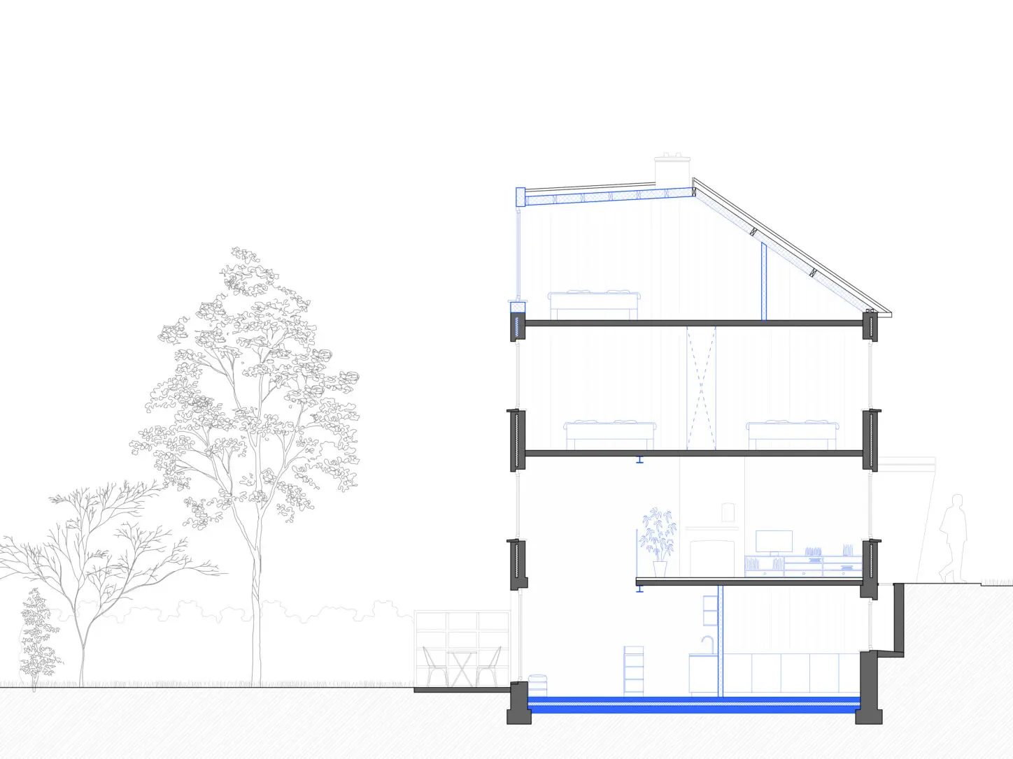 GOLINVAUX Renovation of a single-family house, project section