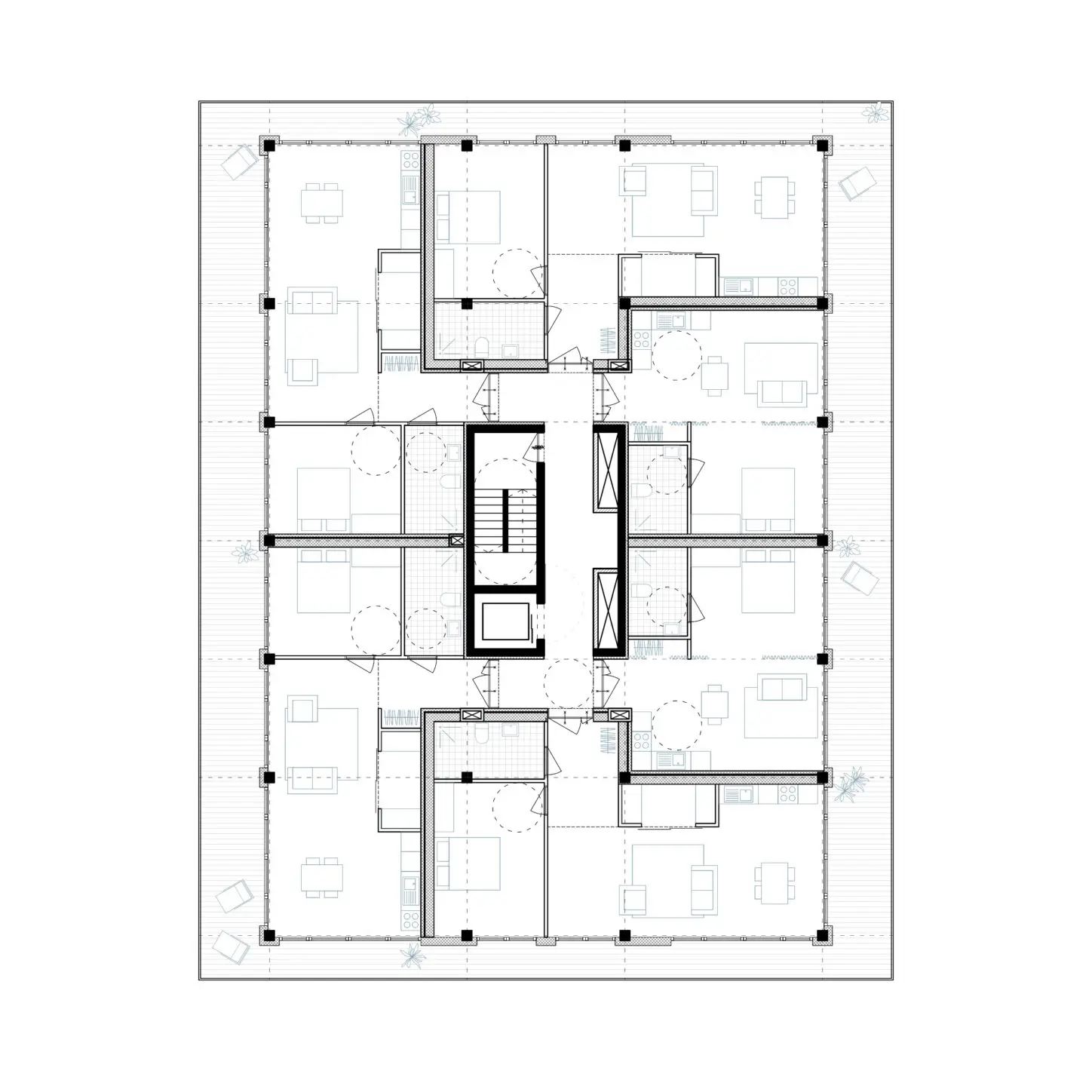 MOUTONS, Urban villa as intergenerational collective housing, plan fifth floor