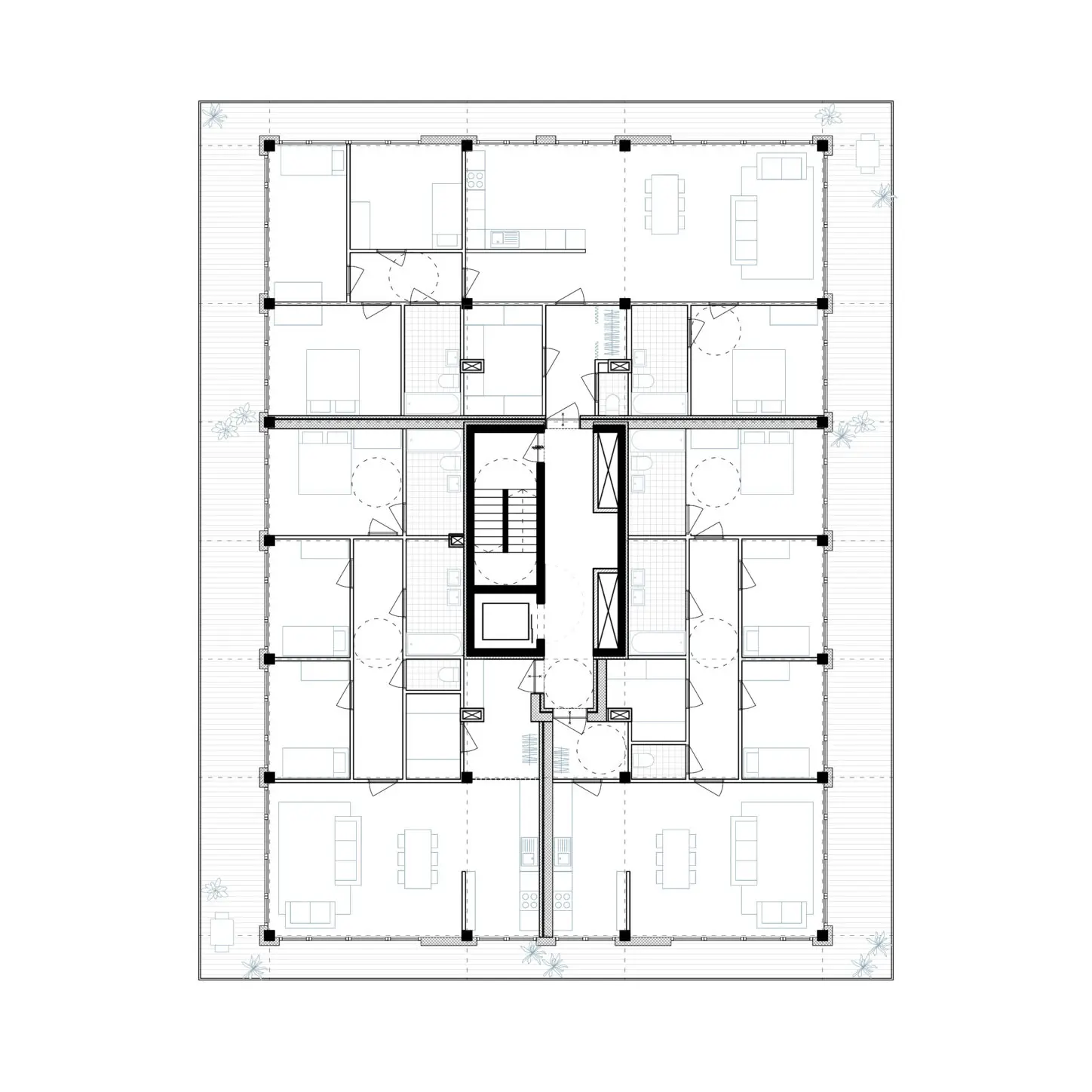 MOUTONS, Urban villa as intergenerational collective housing, plan fourth floor