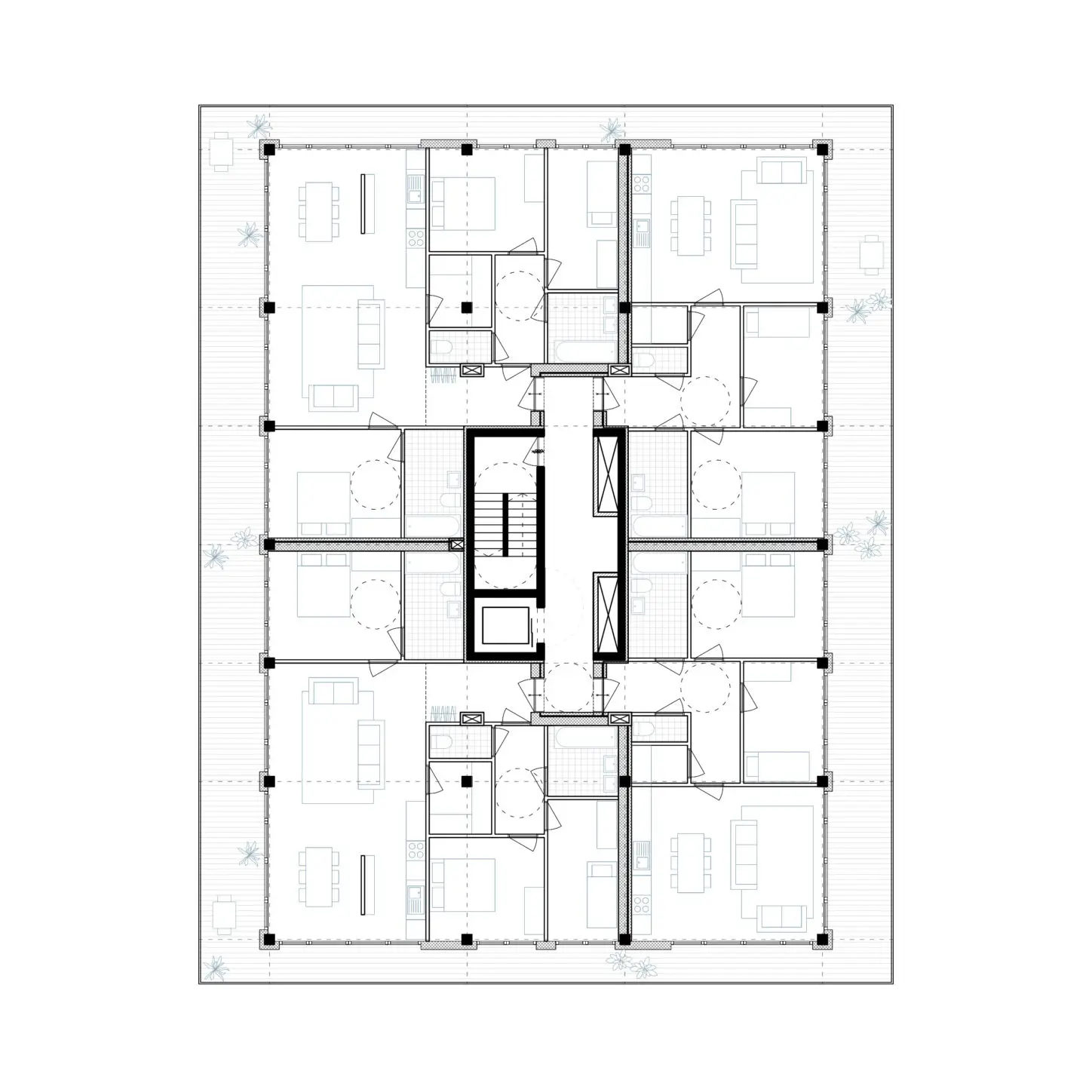 MOUTONS, Urban villa as intergenerational collective housing, plan first floor