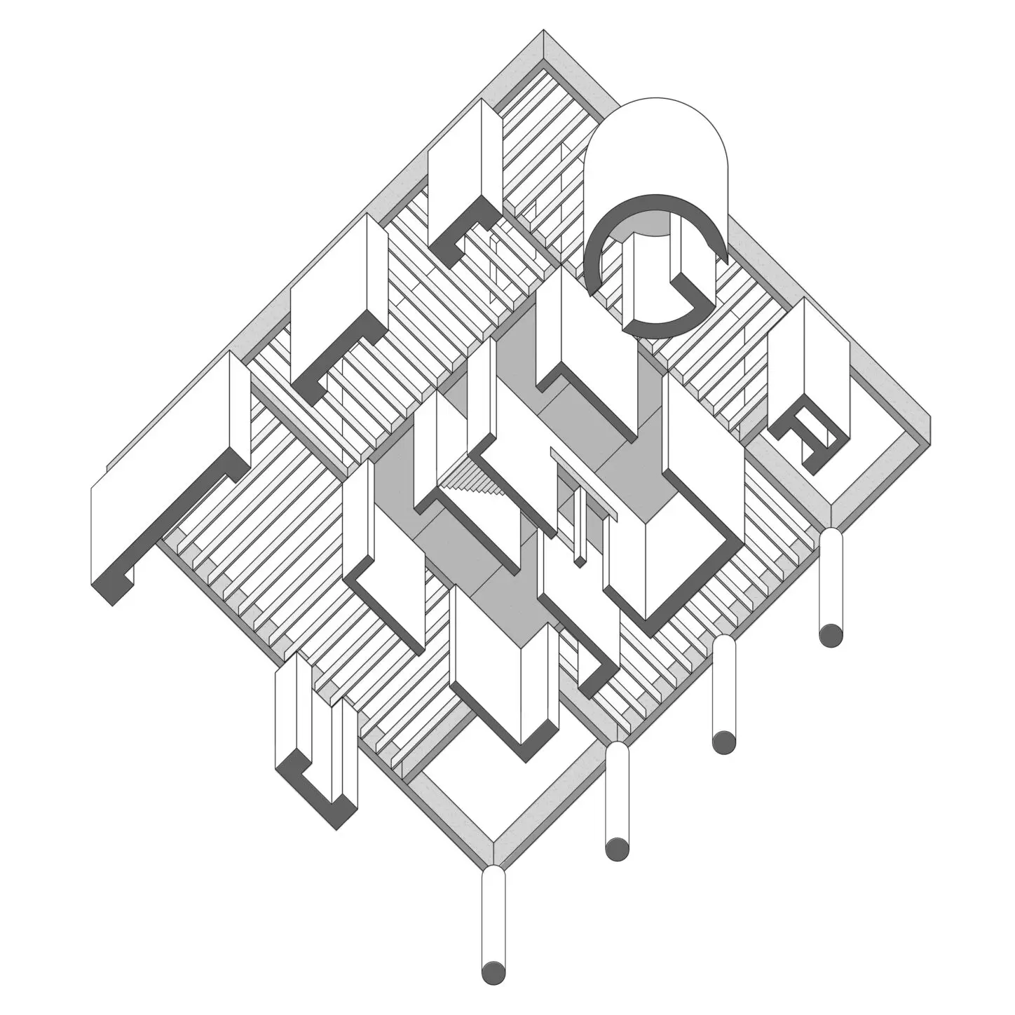 VANDYCK Construction of a single family house, axonometry