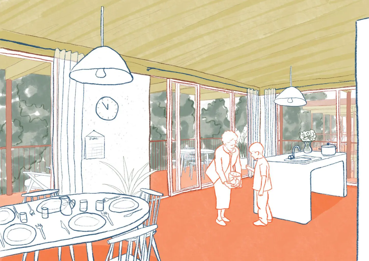 ZEMST Residential care center for the elderly, sketch living space