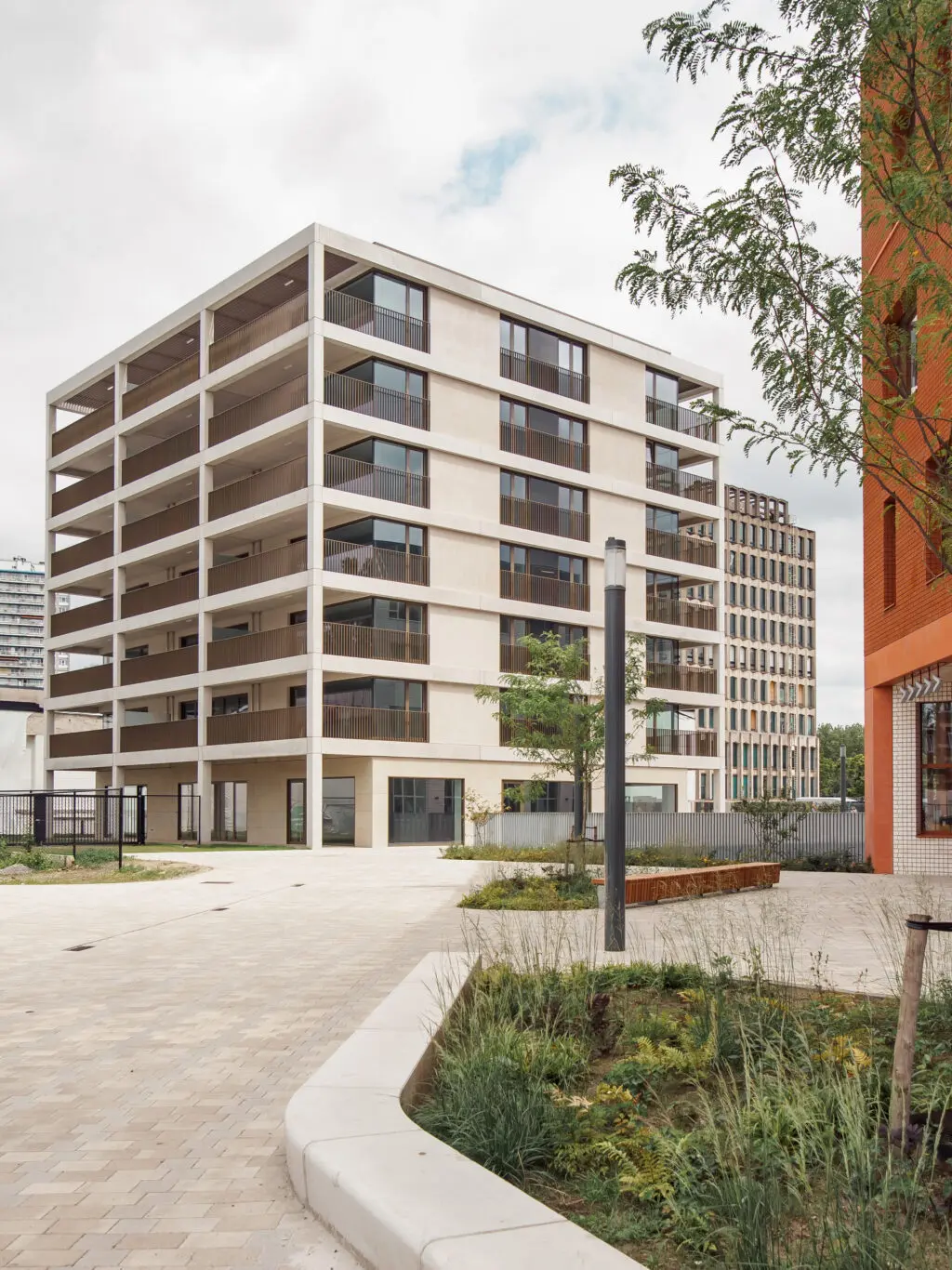 DELEERS Construction of 3 urban villas and productive activities, Photo from car free internal street