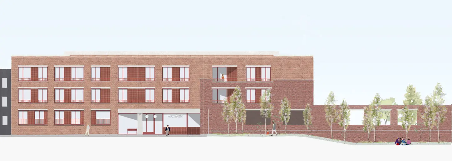 MASUI Reconversion of a warehouse into intergenerational collective housing, schematic elevation