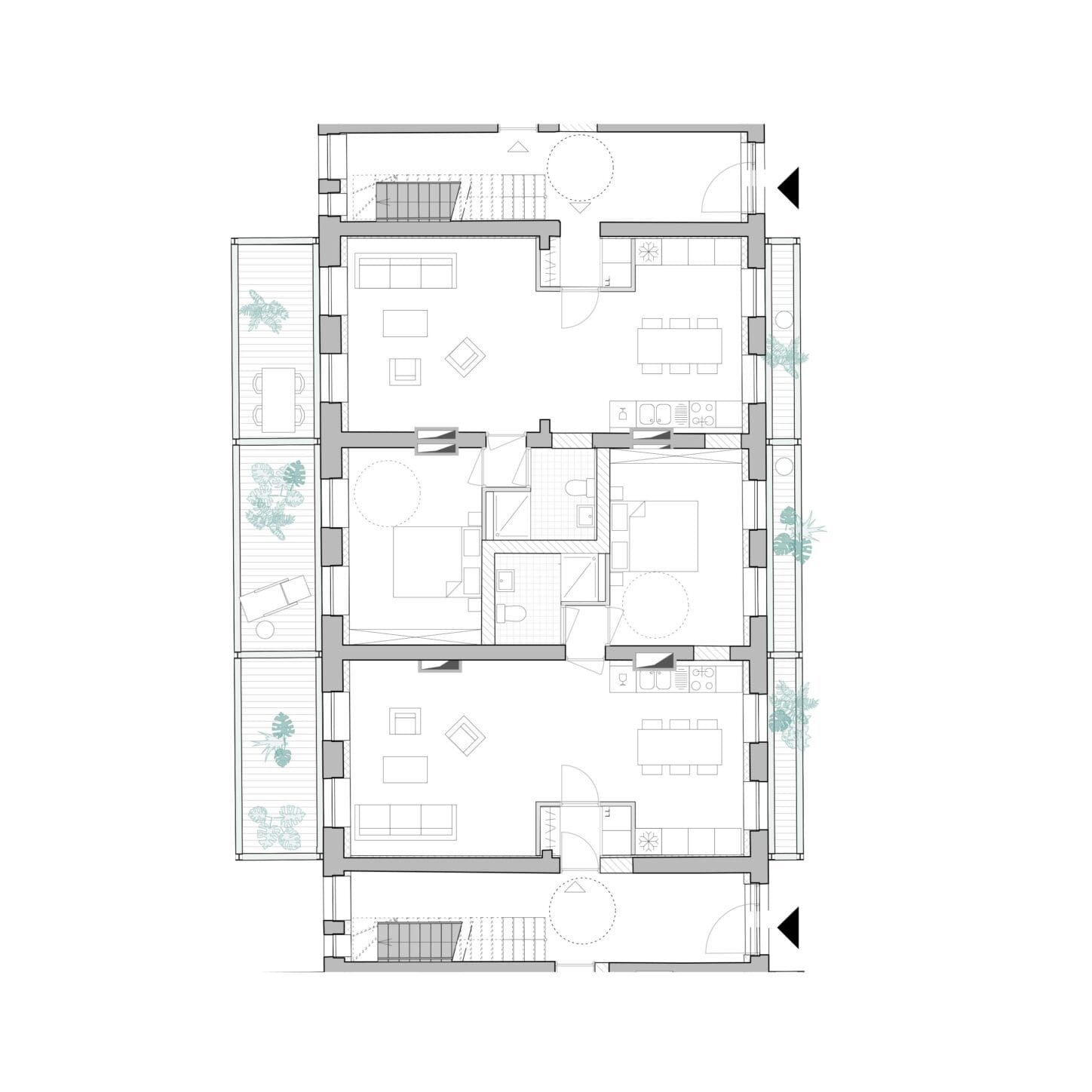 CLOS DES MARIES Circular renovation of heritage buildings, typical apartment plan