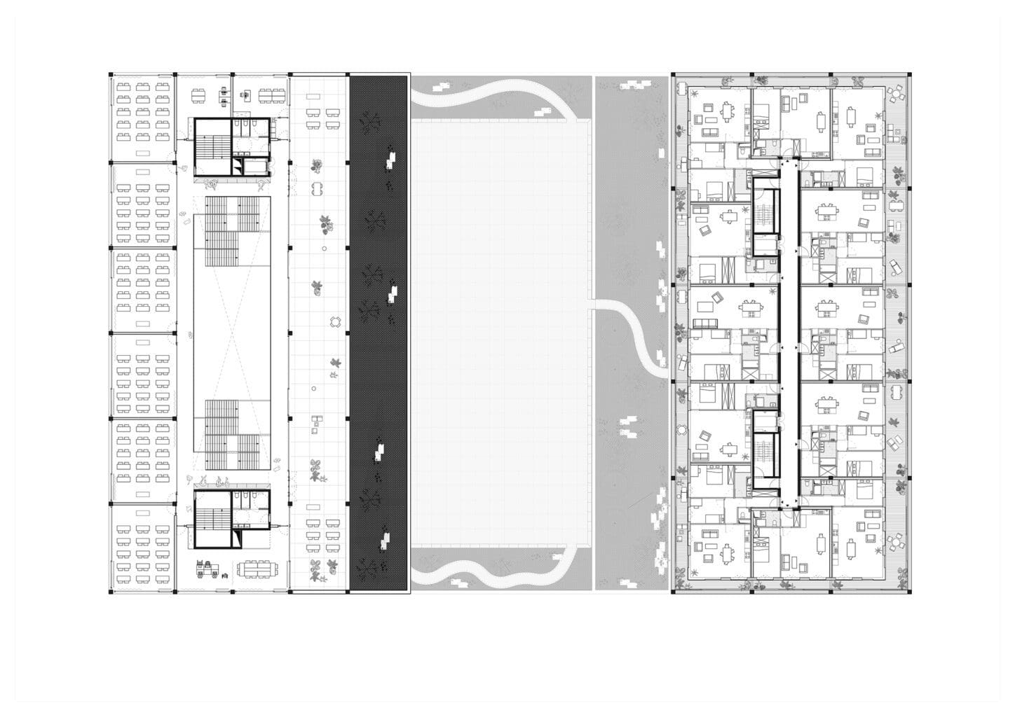 CITYDOX Mixed-use with productive activities, plan of the school class rooms