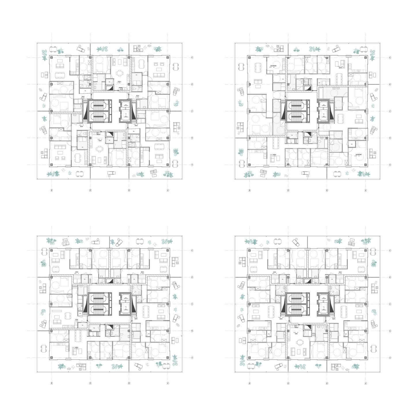 EVENEPOEL Urban villa as a social catalyst, plan of a typical floors