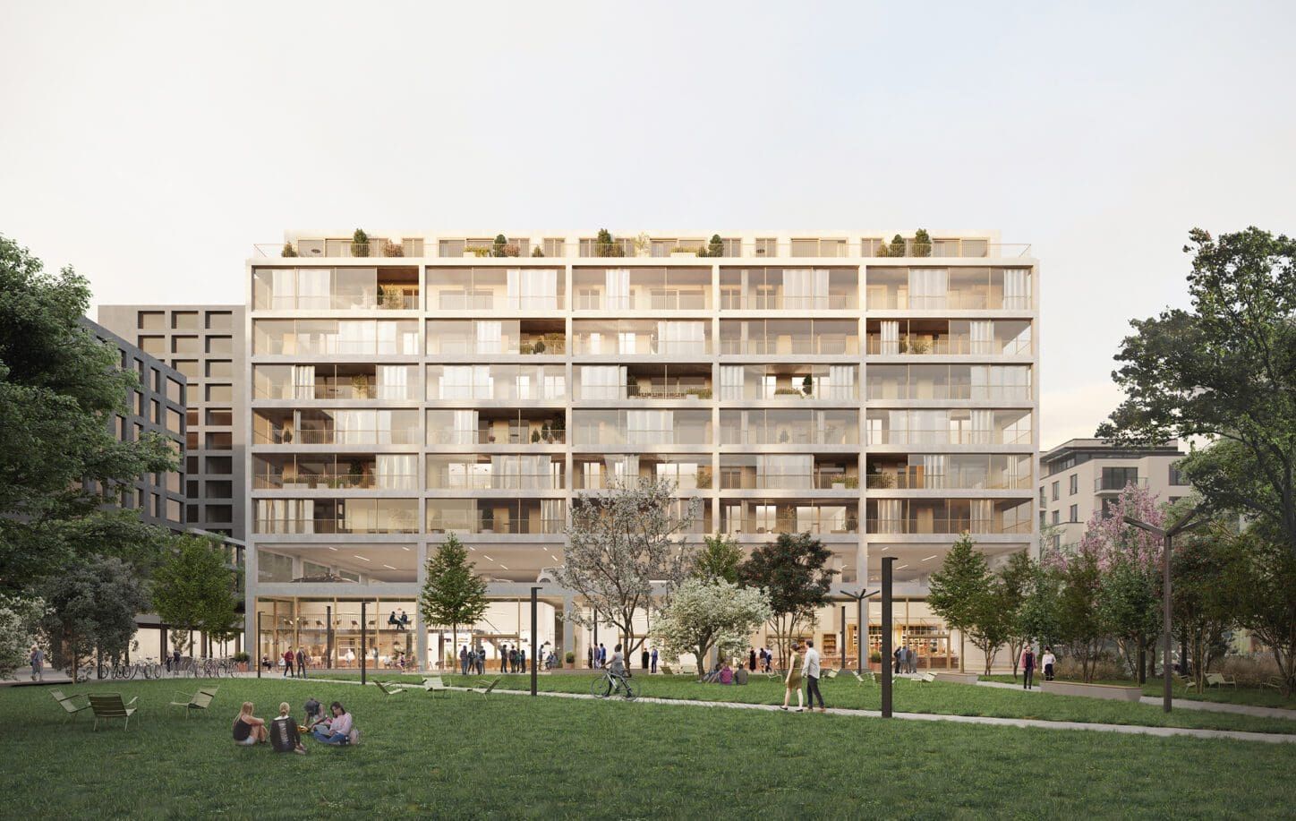 CITYDOX Mixed-use with productive activities, render of the street facade