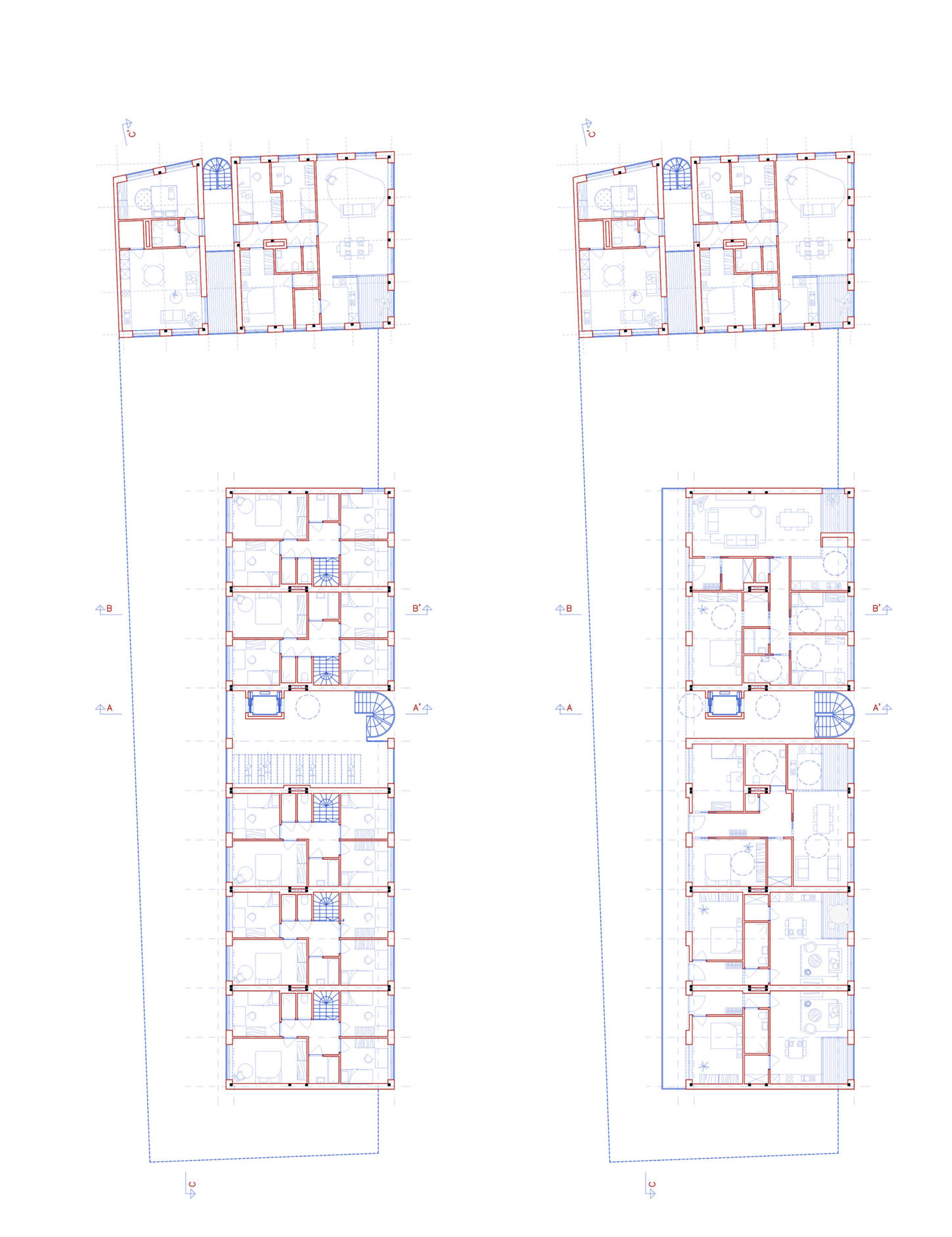 TIVOLI Co-housing project with participative process, plan of groundfloor and first floor