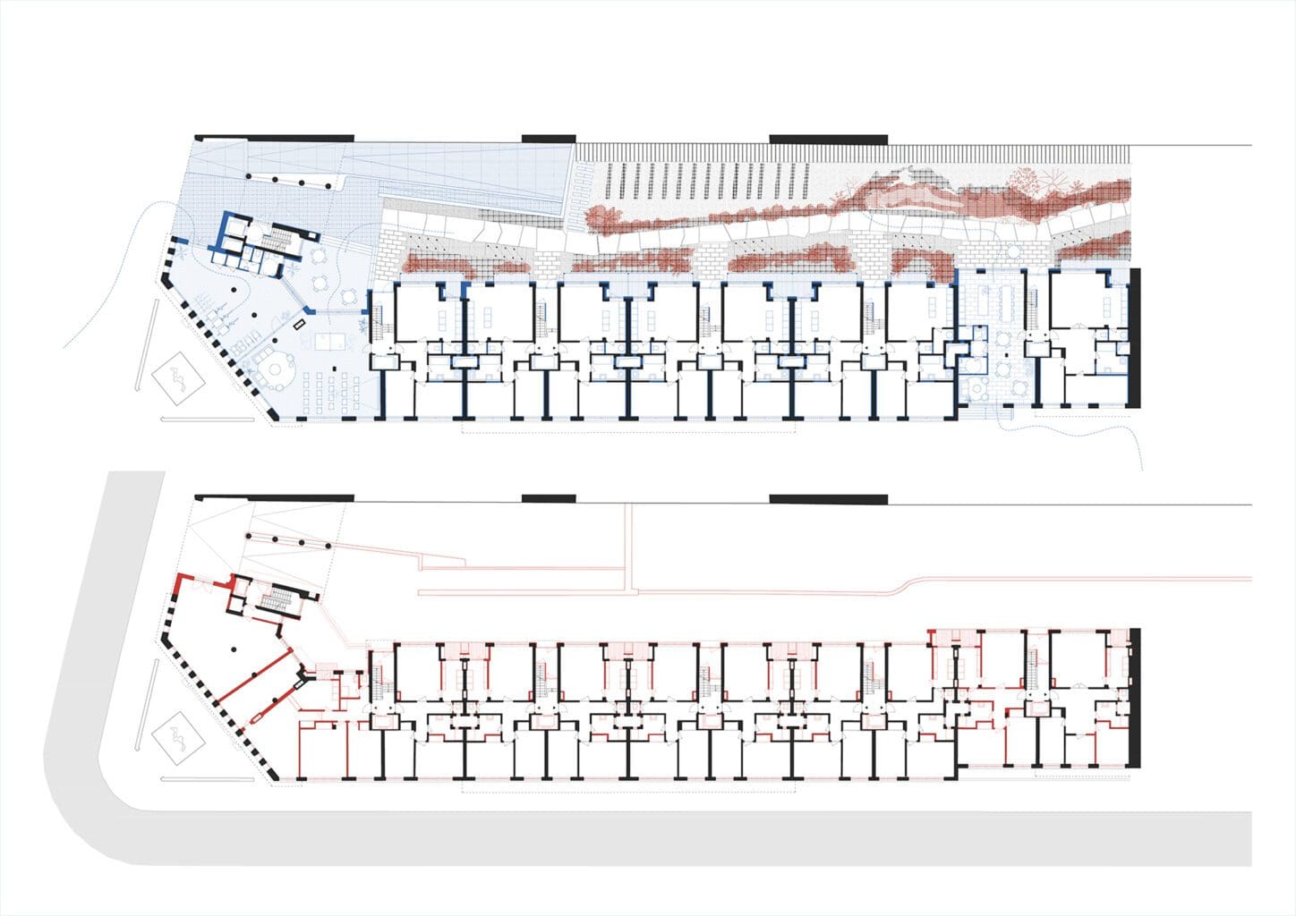 GENERAL JACQUES Circular renovation of social housing, groundfloor plan of demolition and project