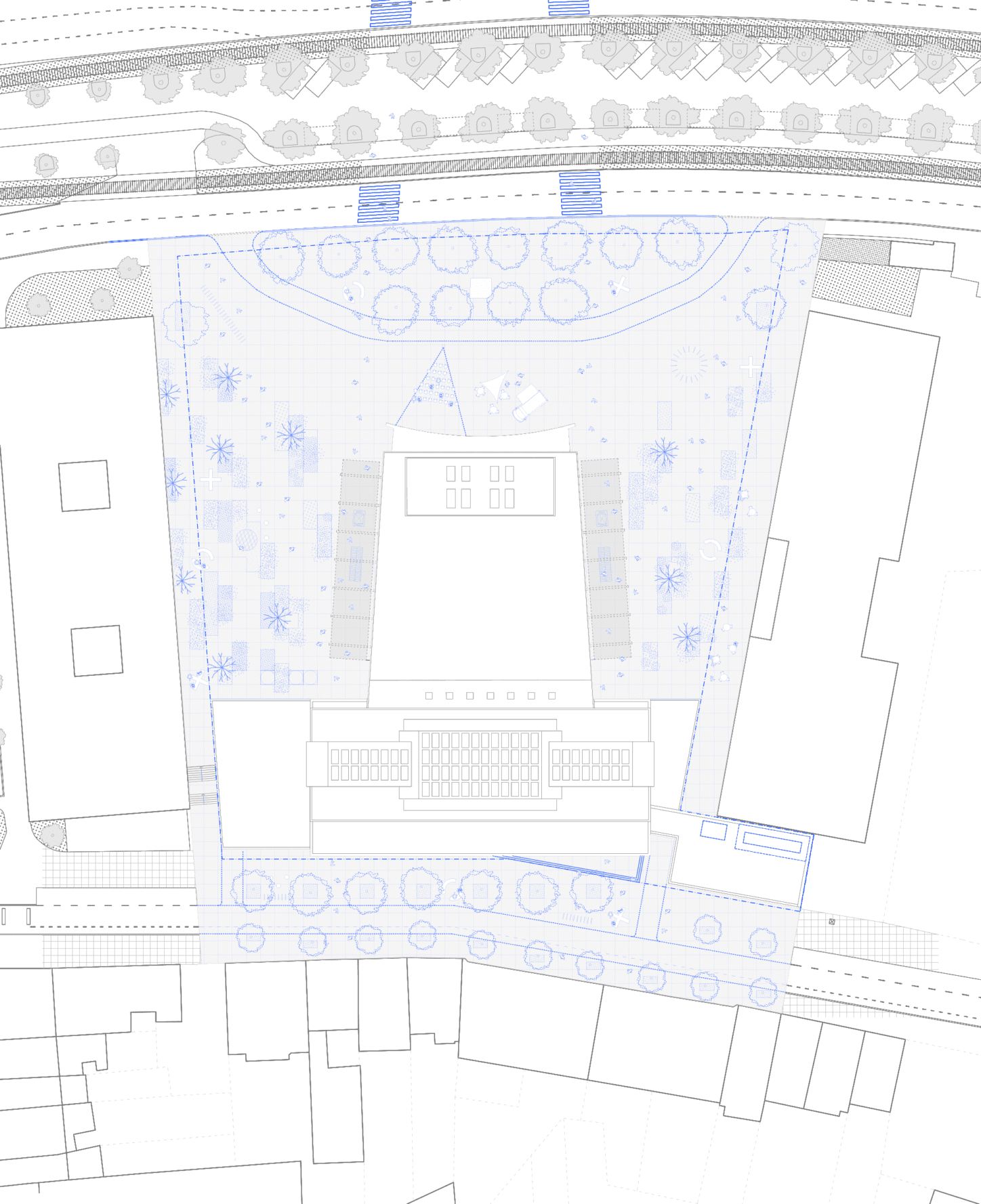 AUDERGHEM Renovation of the town hall and cultural centre, site plan of the public space in continuity with the building