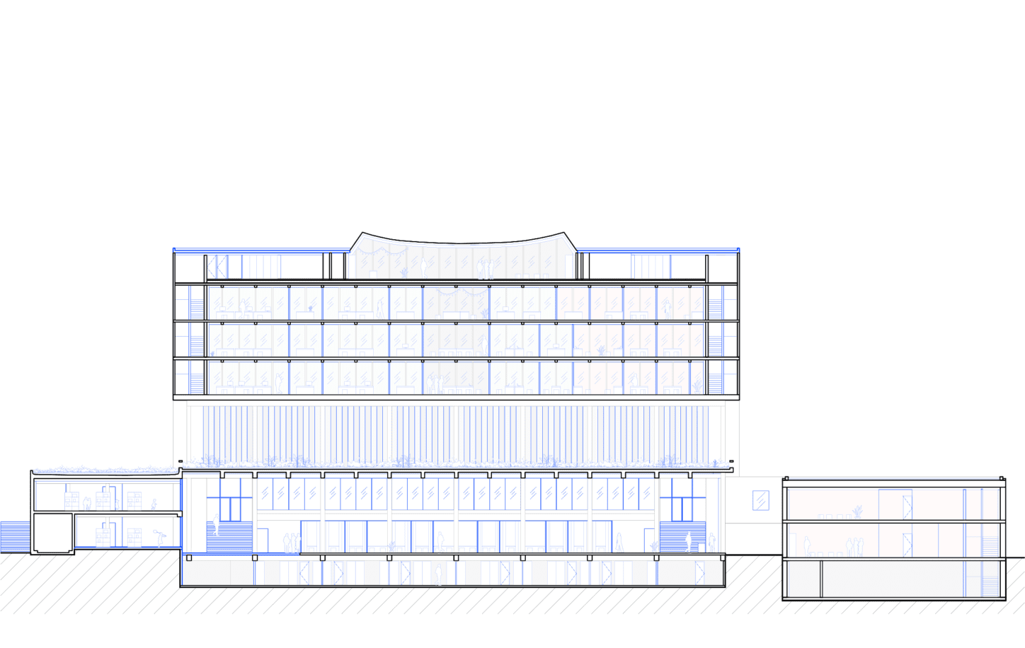 AUDERGHEM Renovation of the town hall and cultural centre, longitudinal section