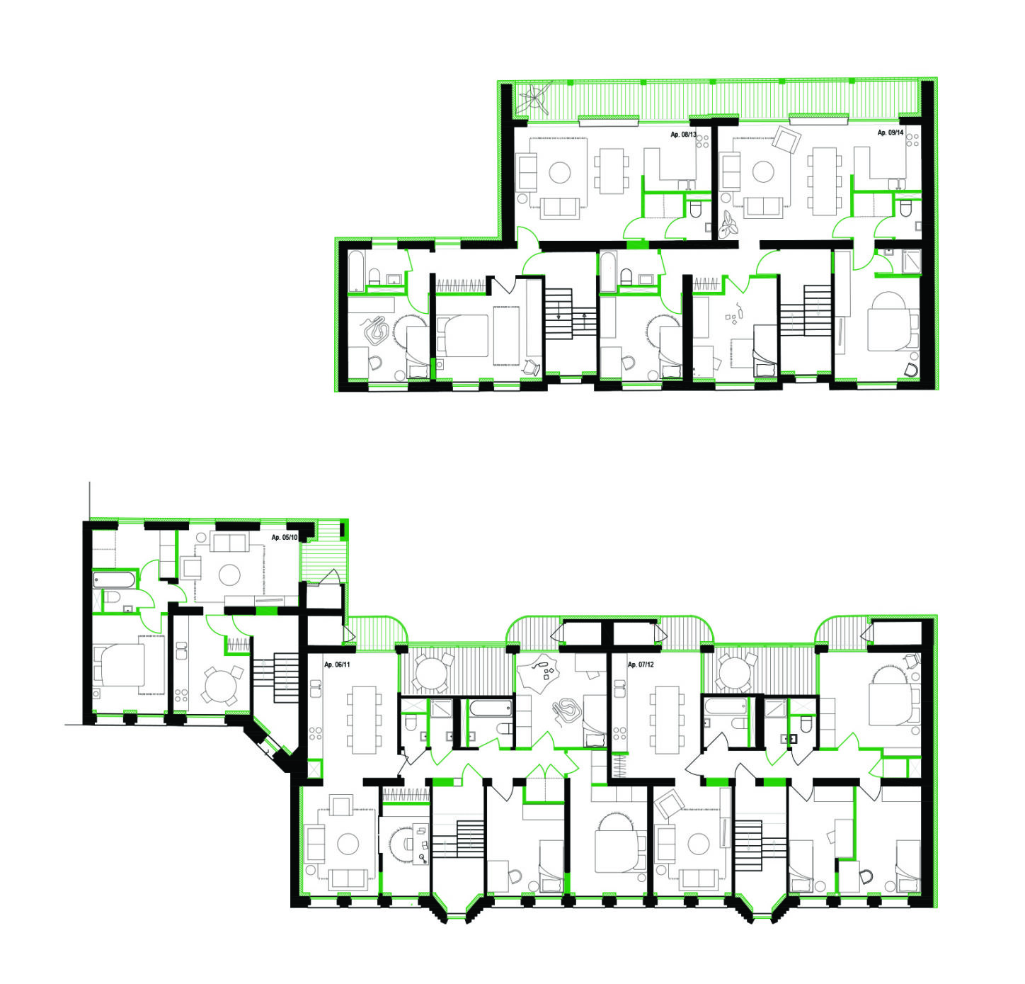 LIVERPOOL Circular renovation of Art Déco buildings, plan of a typical floor