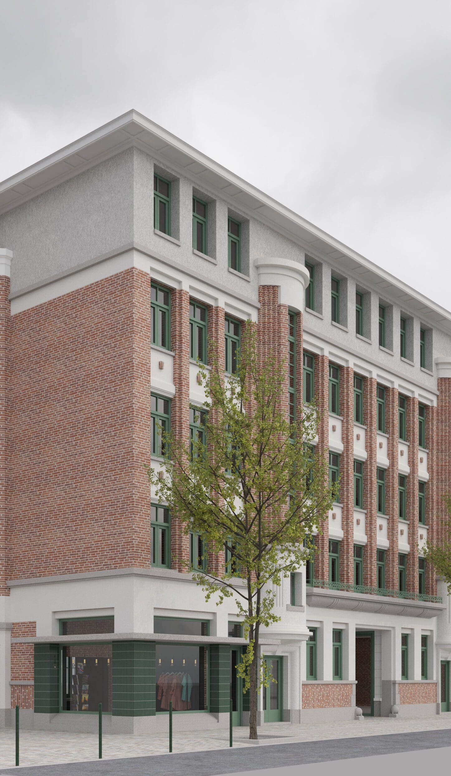 LIVERPOOL Circular renovation of Art Déco buildings, render of the street facade