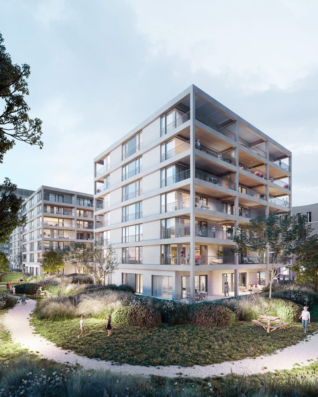 DELEERS Construction of 3 urban villas and productive activities, render 1