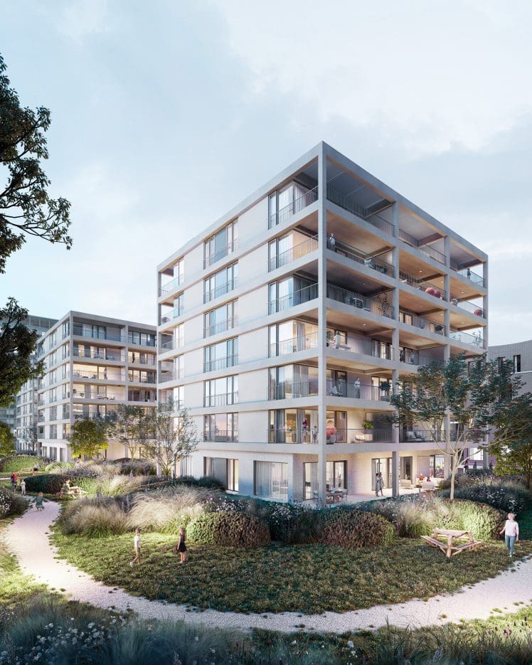 DELEERS Construction of 3 urban villas and productive activities, render 1