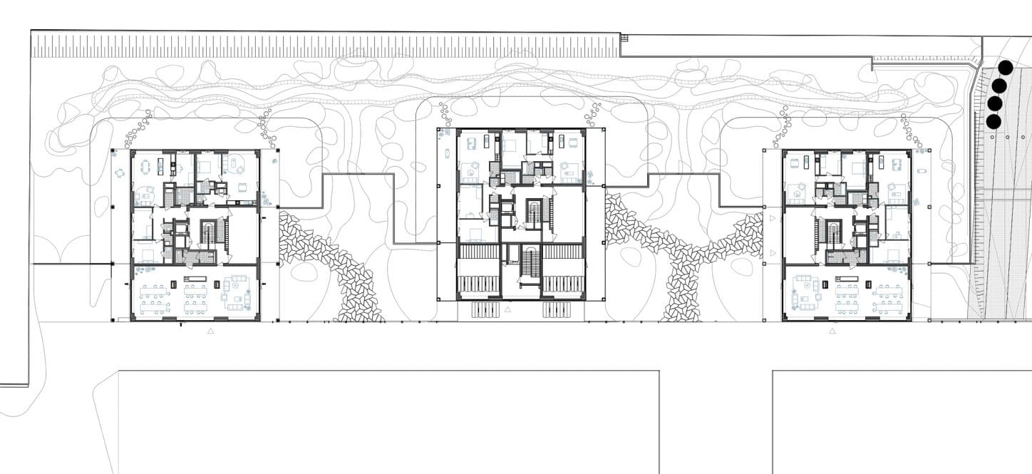 DELEERS Construction of 3 urban villas and productive activities, site plan
