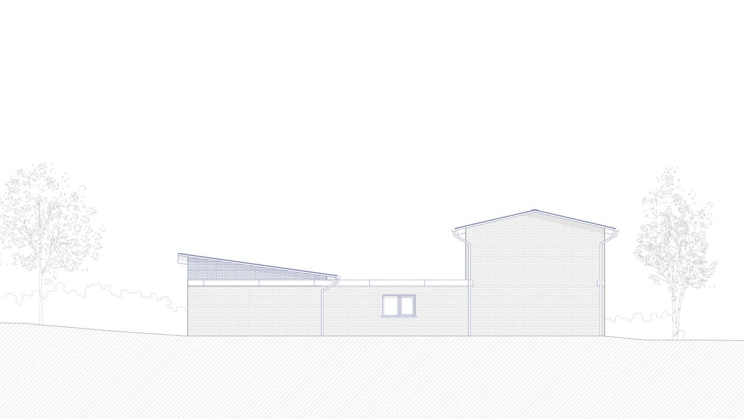 VIJVERHOEK Renovation and extension of a house in rural area, side facade of the new house as a reminder to the profile of the original house