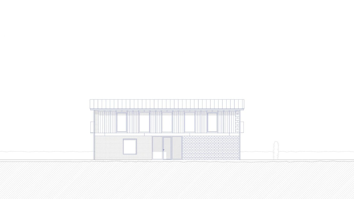 VIJVERHOEK Renovation and extension of a house in rural area, street facade of the new house combining existing and new parament on groundfloor and a wooden facade on first floor